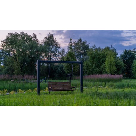 Metalinės lauko supynės su iroko medienos suolu 'Premium Collection / STF/22-31-05_02/MDL'