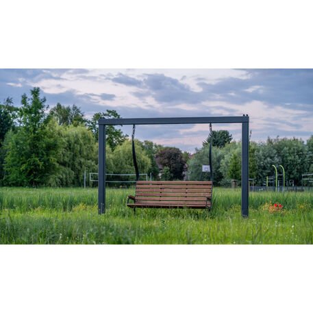 Metalinės lauko supynės su iroko medienos suolu 'Premium Collection / STF/22-31-05_02/MDL'