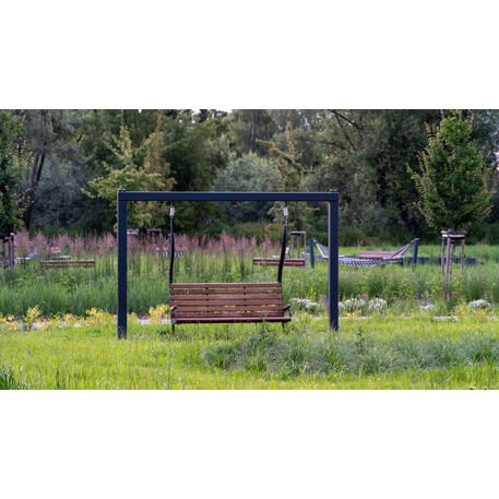 Metalinės lauko supynės su iroko medienos suolu 'Premium Collection / STF/22-31-05_02/MDL'