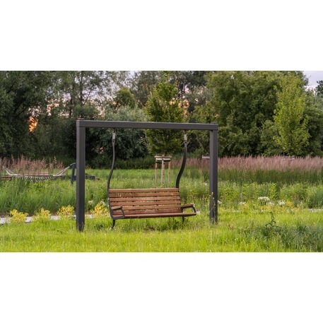 Metalinės lauko supynės su iroko medienos suolu 'Premium Collection / STF/22-31-05_02/MDL'