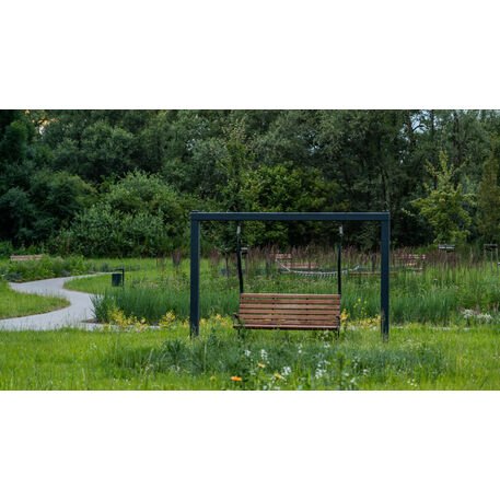 Metalinės lauko supynės su iroko medienos suolu 'Premium Collection / STF/22-31-05_02/MDL'