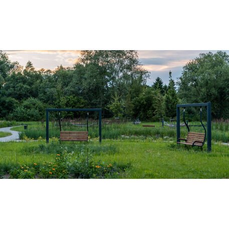 Metalinės lauko supynės su iroko medienos suolu 'Premium Collection / STF/22-31-05_02/MDL'