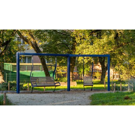 Metalinės lauko supynės su iroko medienos suolu 'Premium Collection / STF/22-31-05_02/MDL'