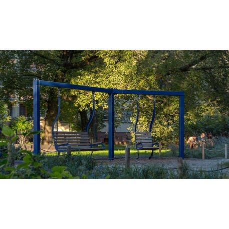 Metalinės lauko supynės su iroko medienos suolu 'Premium Collection / STF/22-31-05_02/MDL'