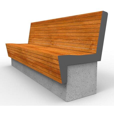 Betoninis suolas su atlošu ir Iroko medienos sėdima dalimi 'Premium Collection / STF/13-04-97_02/MDL'