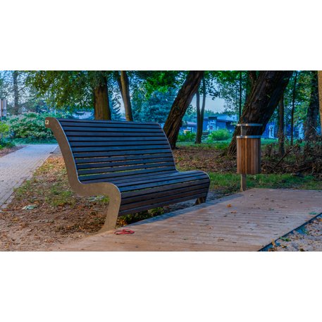 Metalinė šiukšliadėžė su stogeliu ir Iroko medienos apdaila 'Premium Collection / STF/13-07-95/MDL_50L'