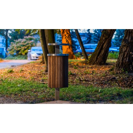 Metalinė šiukšliadėžė su stogeliu ir Iroko medienos apdaila 'Premium Collection / STF/13-07-95/MDL_50L'