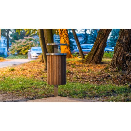 Metalinė šiukšliadėžė su stogeliu ir Iroko medienos apdaila 'Premium Collection / STF/13-07-95/MDL_50L'