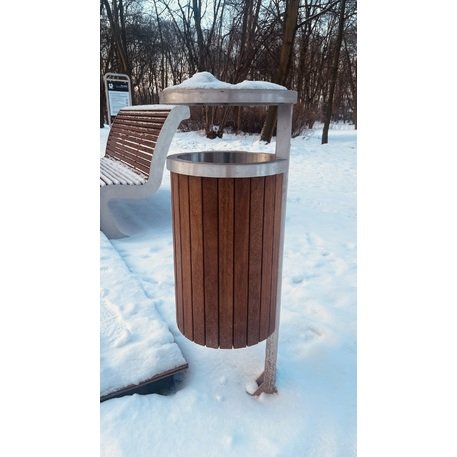 Metalinė šiukšliadėžė su stogeliu ir Iroko medienos apdaila 'Premium Collection / STF/13-07-95/MDL_50L'