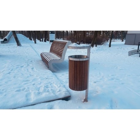 Metalinė šiukšliadėžė su stogeliu ir Iroko medienos apdaila 'Premium Collection / STF/13-07-95/MDL_50L'