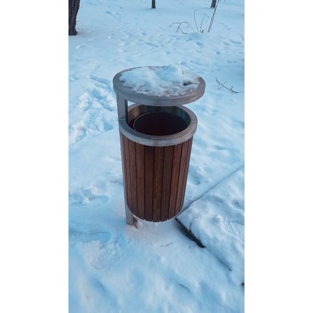 Metalinė šiukšliadėžė su stogeliu ir Iroko medienos apdaila 'Premium Collection / STF/13-07-95/MDL_50L'