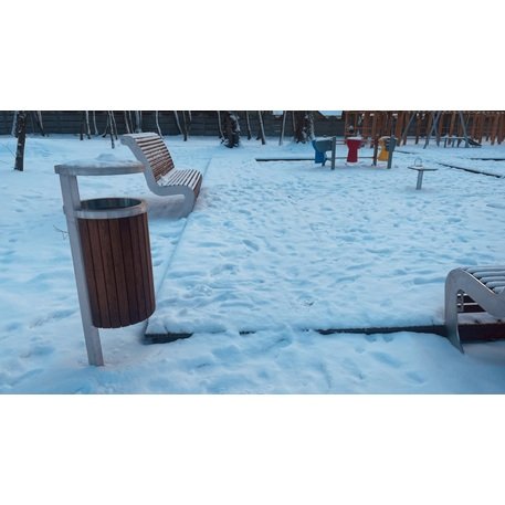 Metalinė šiukšliadėžė su stogeliu ir Iroko medienos apdaila 'Premium Collection / STF/13-07-95/MDL_50L'