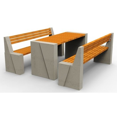 Betoninis pikniko stalas su suolais ir medinėmis sėdimomis dalimis 'BDS/SG100B_Picnic'