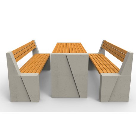Betoninis pikniko stalas su suolais ir medinėmis sėdimomis dalimis 'BDS/SG100B_Picnic'