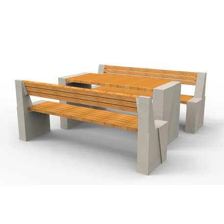 Betoninis pikniko stalas su suolais ir medinėmis sėdimomis dalimis 'BDS/SG100B_Picnic'