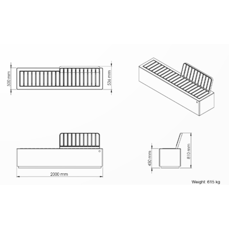 Außenbank aus Beton '200x54x81cm / BS-268-C'