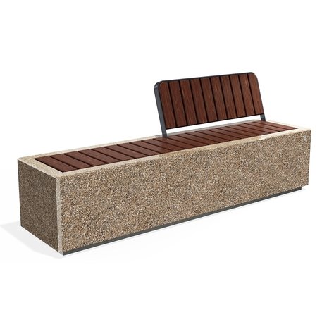 Modulinis betoninis suolas apdirbtas smulkia granito skaldele 'Premium / 200x54xH/81cm / BS-268-C'