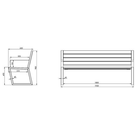 Metal bench with backrest 'BDS_MBG/39-190cm'