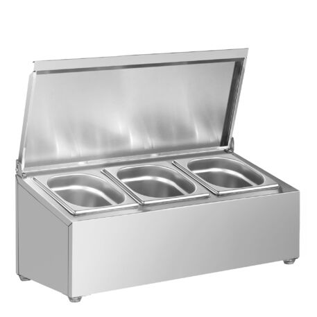 Vetrina ingredienti in acciaio inox (non congelato) '3xGN1/6 - 163x176mm'