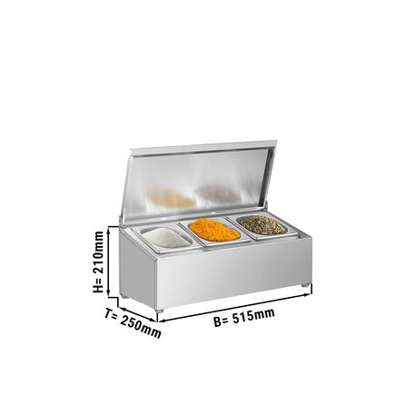 Gewürz Aufsatzbord aus Edelstahl (nicht gefroren) '3xGN1/6 - 163x176mm'