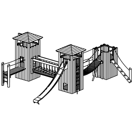 Kinderspielplatzelement 'L2.54001 _Tower Combination 54 made of larch with steel feet'