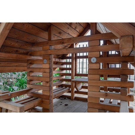 Children's playground element 'L4.10700 _House Group A made of larch'