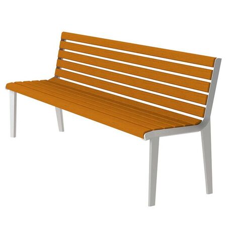 Металлическая скамейка со спинкой, изготовленная из древесины Ироко 'Urbano 1210/MDL'