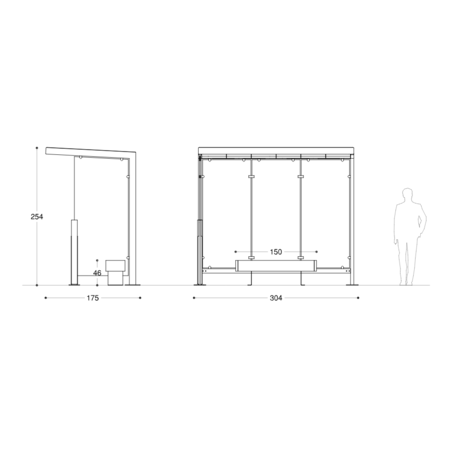 Autobusų stotelės stoginė, paviljonas 'Premium / Noi / 606-PE-COMP1'