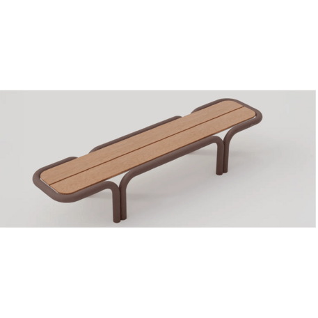 Metalinis suolas (suoliukas) be atlošo, pagamintas iš Okumè medienos 'Hello seat 603'