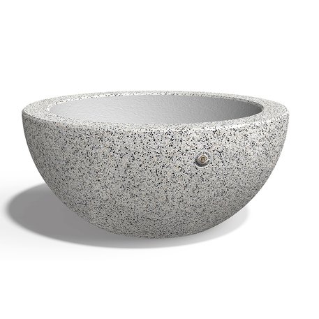 Apvalus betoninis vazonas – gėlinė, padengta smulkia granito skaldele 'Premium / Ø60xH/26,5cm / BS-369'