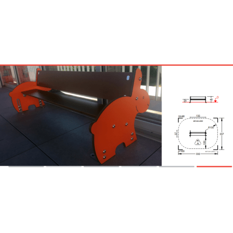 Spalvotas suoliukas vaikų žaidimo aikštelėms 'MO_BA-2004-03'