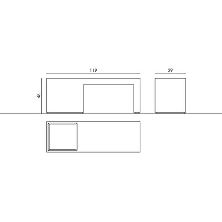 Betoninis lauko suolas su vazonu 'Regular / 001350'