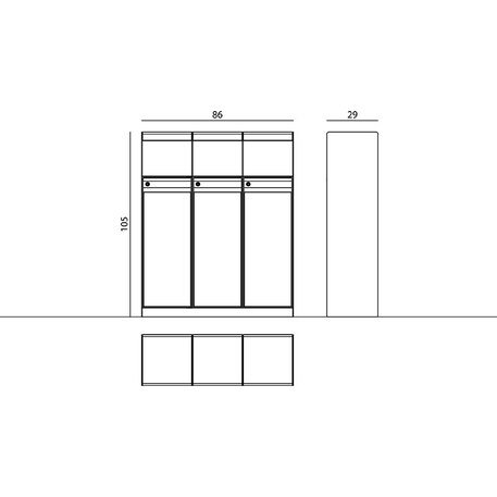 Lauko metalinė šiukšliadėžė rūšiavimui 'FARGE / 003246_3x30L'