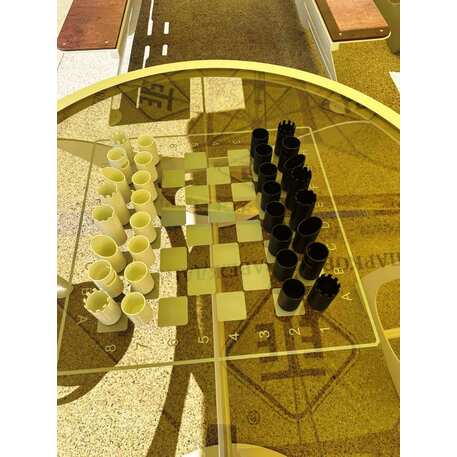 Metalinis šachmatų stalas su dviem kėdėmis 'Premium / 128x108,8xH/62,6cm / BS-385/411'