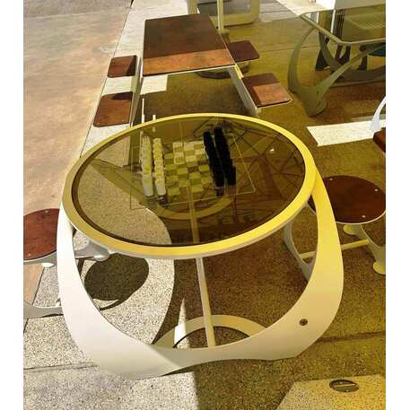 Metalinis šachmatų stalas su dviem kėdėmis 'Premium / 128x108,8xH/62,6cm / BS-385/411'