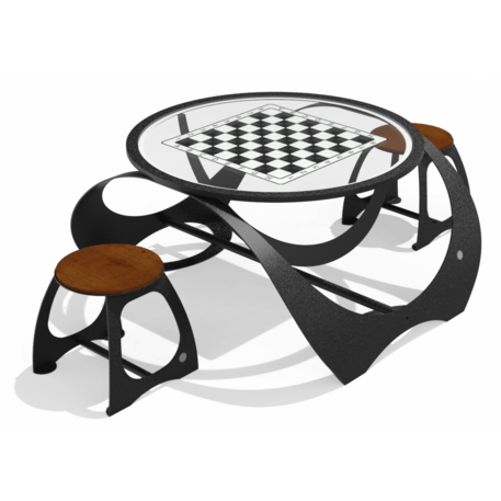 Metalinis šachmatų stalas su dviem kėdėmis 'Premium / 128x108,8xH/62,6cm / BS-385/411'