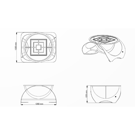 Metalinis šachmatų stalas su dviem kėdėmis 'Premium / 128x108,8xH/62,6cm / BS-385/411'