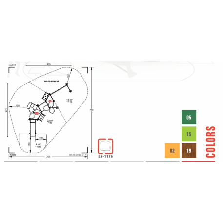 Žaidimų aikštelių kompleksas vaikams nuo 2 metų amžiaus – kolekcija 'MINI / MBG-2245_MI 09-2042-G99'