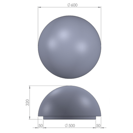 Betoninis atitvėrimo stulpelis pusrutulis apdirbtas granito skaldele 'Ø60xH/32cm'