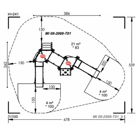 Žaidimų aikštelių kompleksas vaikams nuo 2 metų amžiaus – kolekcija 'MINI / MBG-2272_MI 09-2069-T01'