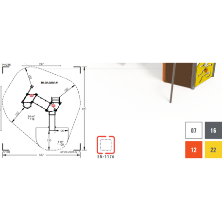 Žaidimų aikštelių kompleksas vaikams nuo 2 metų amžiaus – kolekcija 'MINI / MBG-2214_MI 09-2005-N22'