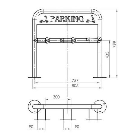 Metalinis paspirtukų laikiklis / stovas 'STF/80,5x32xH/80cm/MDL'