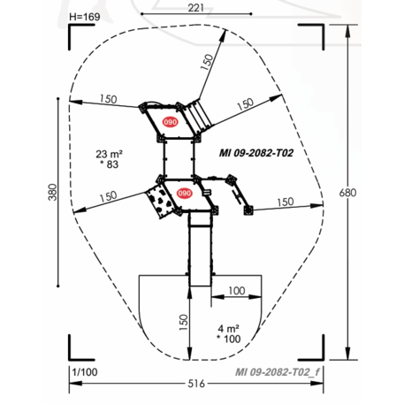 Žaidimų aikštelių kompleksas vaikams nuo 2 metų amžiaus – kolekcija 'MINI / MBG-2290_MI 09-2082-T02'