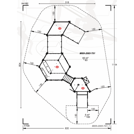 Žaidimų aikštelių kompleksas vaikams nuo 2 metų amžiaus – kolekcija 'MINI / MBG-2297_MI 09-2085-T01'
