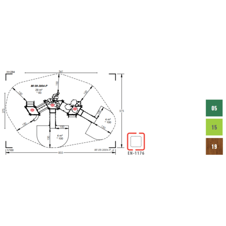 Žaidimų aikštelių kompleksas vaikams nuo 2 metų amžiaus – kolekcija 'MINI / MBG-2312_MI 09-3004-P15'