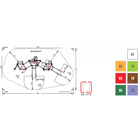 Žaidimų aikštelių kompleksas vaikams nuo 2 metų amžiaus – kolekcija 'MINI / MBG-2331_MI 09-3018-P15'