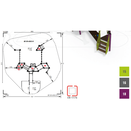Žaidimų aikštelių kompleksas vaikams nuo 2 metų amžiaus – kolekcija 'MINI / MBG-2341_MI 09-4002-N99'