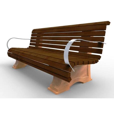 Betoninis suolas su atlošu ir Iroko medienos sėdima dalimi 'Premium Collection / STF/08-04-03/MDL'