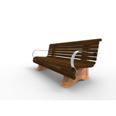 Betoninis suolas su atlošu ir Iroko medienos sėdima dalimi 'Premium Collection / STF/08-04-03/MDL'