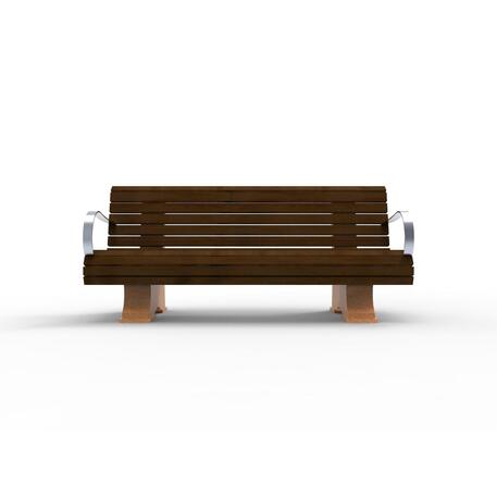 Betoninis suolas su atlošu ir Iroko medienos sėdima dalimi 'Premium Collection / STF/08-04-03/MDL'